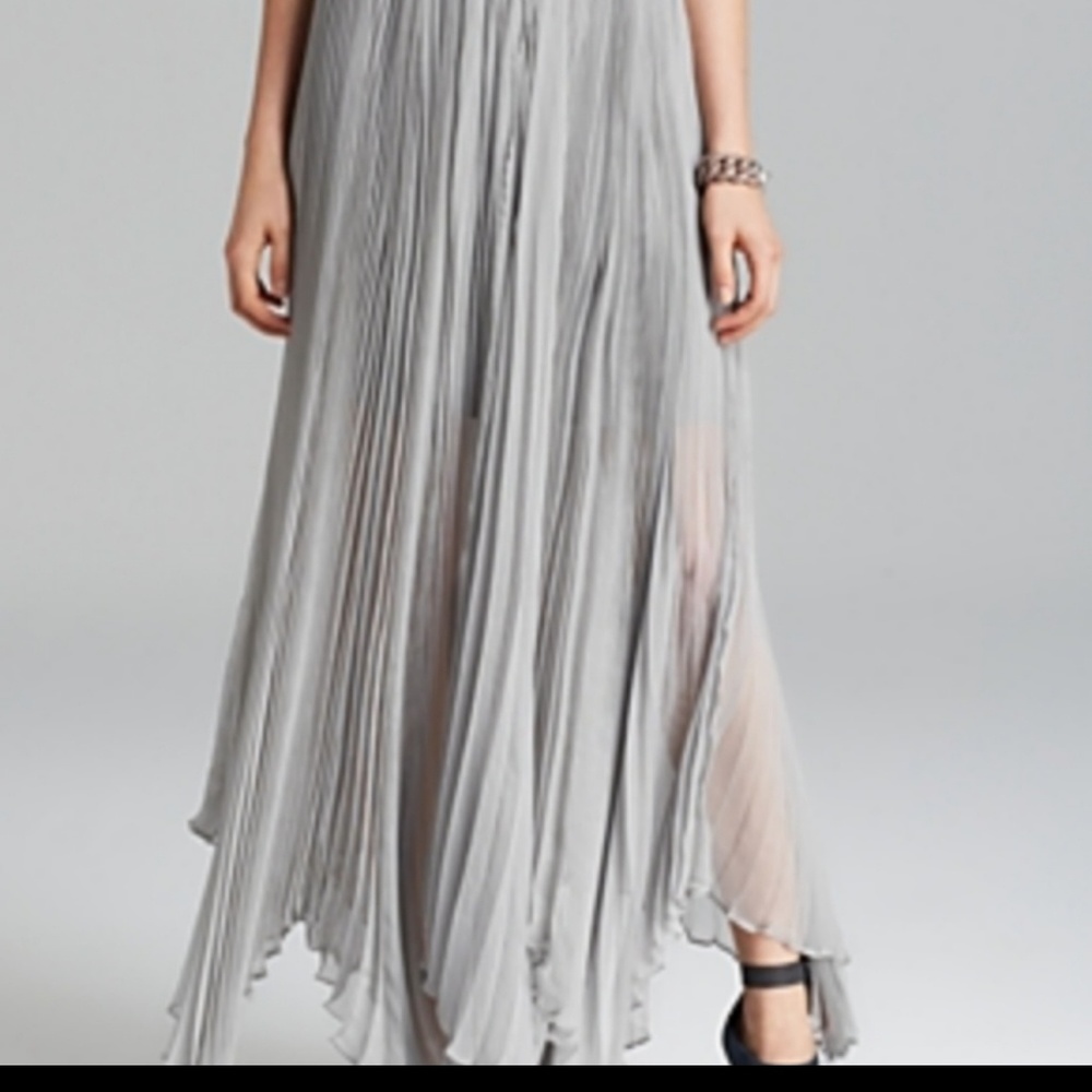 Pleated Gray Maxi Skirt